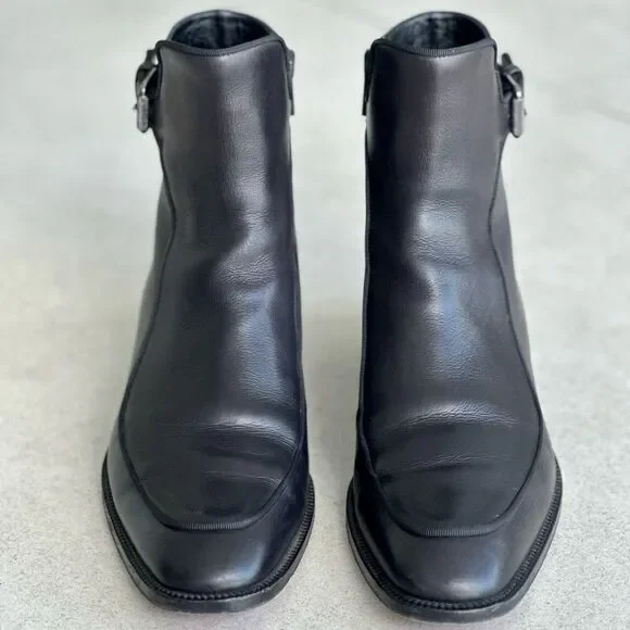 CHRISTIAN LOUBOUTIN Calfskin Ecritoir Black Flat Ankle Boots size 38 - Picture 4 of 12